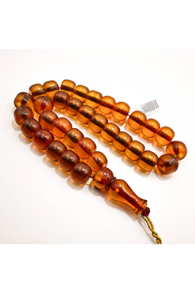 Generic German Musk Rosary 33 Beads 15.5x12.5mm Amber Brown Barrel Prayer Bea...