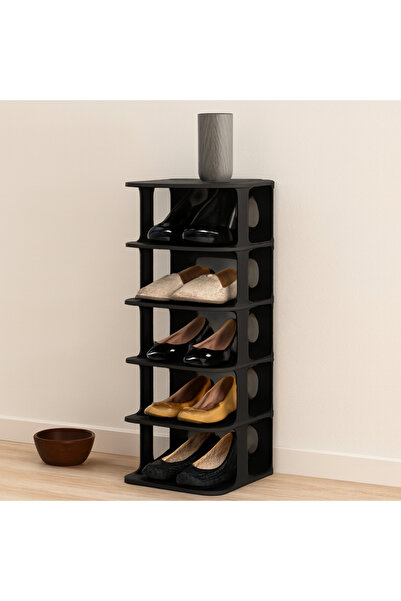 magicool 5 Tier Plastic Shoe Rack Black