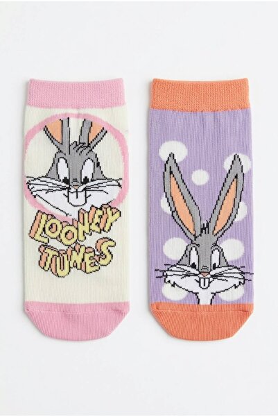 Looney Tunes جوارب قطنية مرخصة من Bugs Bunny مكونة من قطعتين للفتيات، جوارب ي...