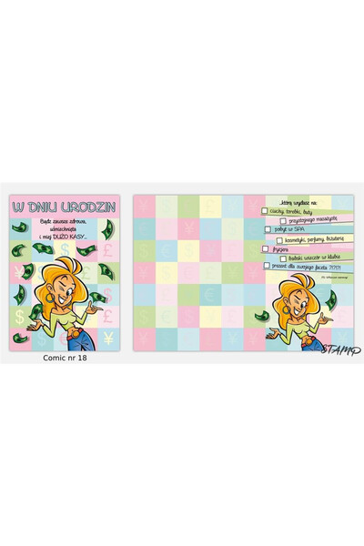 STAMP Felicitare aniversare Comic B6, cu plic inclus, design comic, multicolo...
