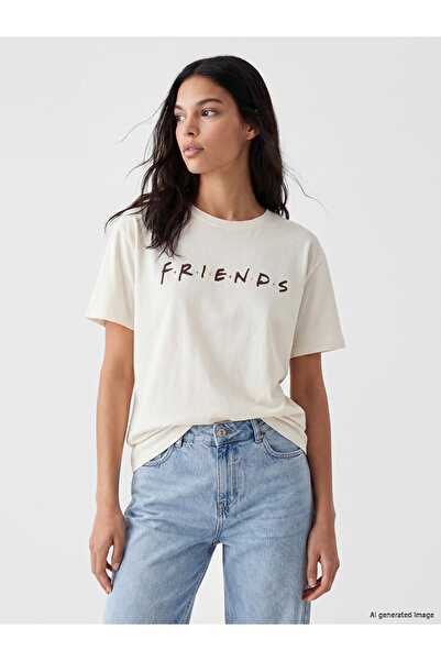 LC Waikiki Tricou de damă din bumbac 100% cu imprimeu Friends