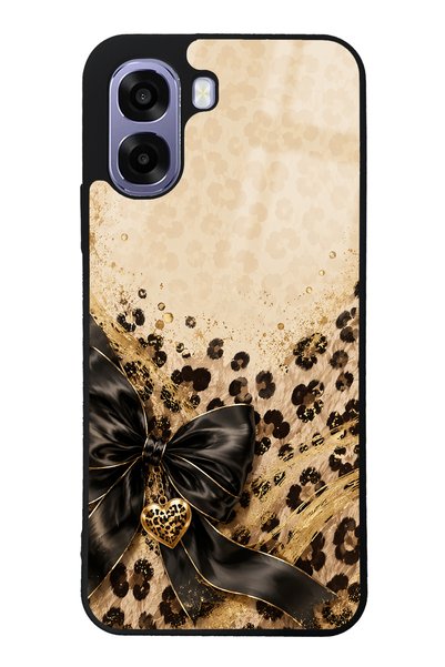 Spoyi Oppo A6T Golden Leopard Heart Design Glossy Phone Case