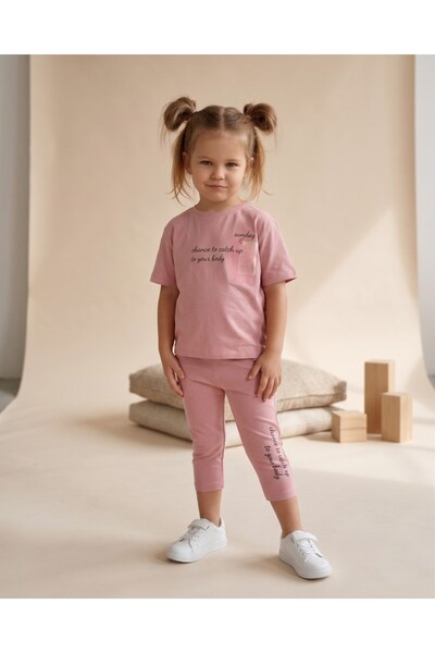 Egelite Girl's Summer Capri Leggings Set for Ages 4-5-6-7-8, Summer 2-Piece T...