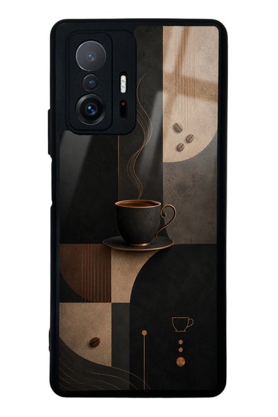 Spoyi حافظة هاتف Xiaomi Mi 11T باللون الأسود اللامع بتصميم قهوة موكا
