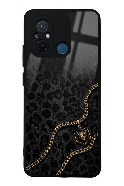 Spoyi حافظة هاتف Xiaomi Redmi 12C بتصميم Black Panther Gold لامعة