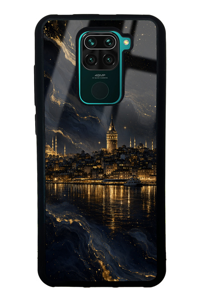 Spoyi حافظة هاتف Xiaomi Redmi Note 9 ذات تصميم Golden Galata Night اللامع