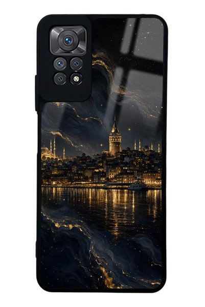 Spoyi حافظة هاتف Xiaomi Redmi Note 11 Pro ذات تصميم Golden Galata Night اللامع
