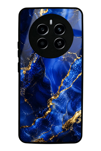 Spoyi Realme 12 Pro Plus Sapphire Gold Marble Tasarımlı Glossy Telefon Kılıfı