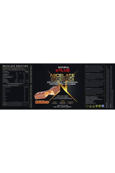 Natural Plus MICELATE PRESTIGE - Micellar Casein Protein, 2kg ,aroma Snikers