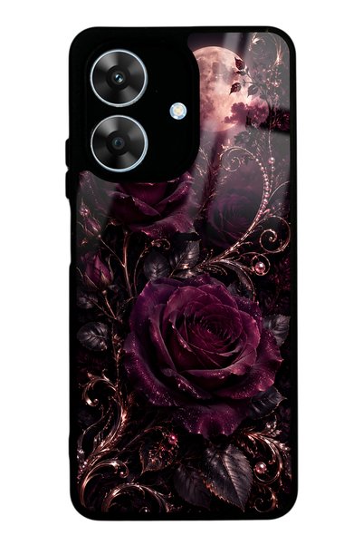 Spoyi Realme Note 60 Moonlit Burgundy Rose Design Glossy Phone Case