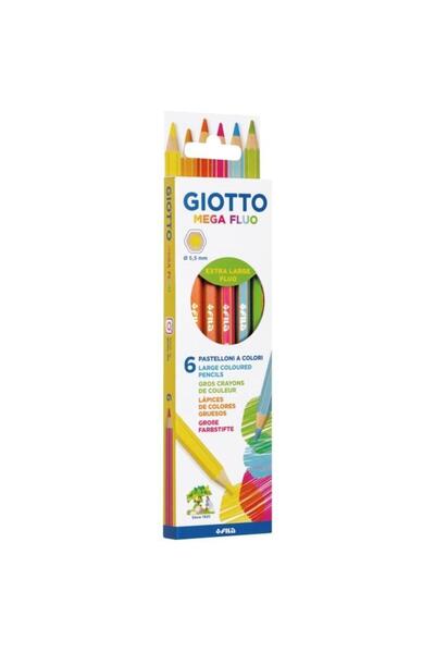 Giotto Creioane fluorescente Mega Fluo, 6 culori, triunghiulare, 9 mm, multic...