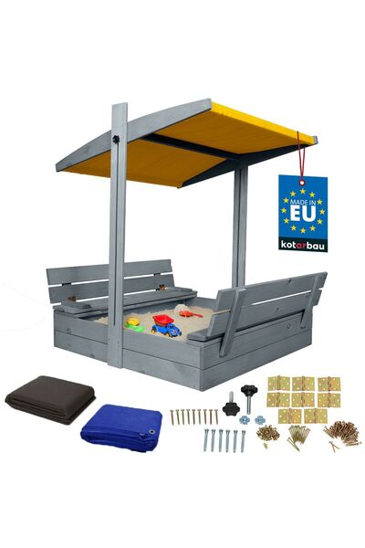 KOTARBAU Ampolă mare de joacă din lemn cu acoperiș galben, impregnată, închis...