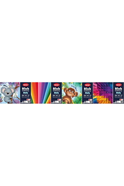 Beniamin Bloc tehnic A4, cu suport din carton, 150 g/m², Multicolor, 10 foi