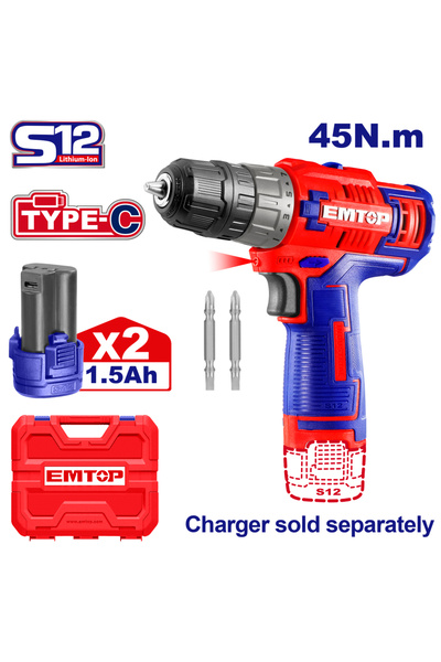NO BRAND Δραπανοκατσάβιδο μπαταρίας λιθίου 12V/1.5ah/45nm Emtop εύρος ταχύτητ...