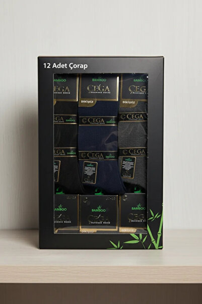ALFA AKSESUAR 03 Çega Bamboo Men's Socks Assorted Colors 12 Pieces