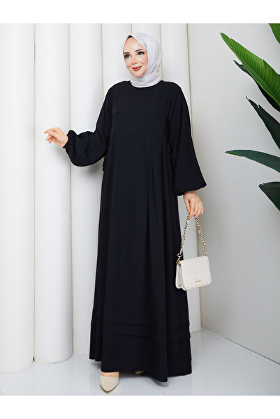 Rüyam Moda فستان من قماش الفراولة المطوي مع تفاصيل ربط جانبية