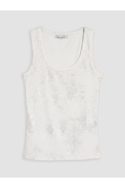 LC Waikiki Lcw Everyday White U-Neck Shiny Textured Women's Undershirt