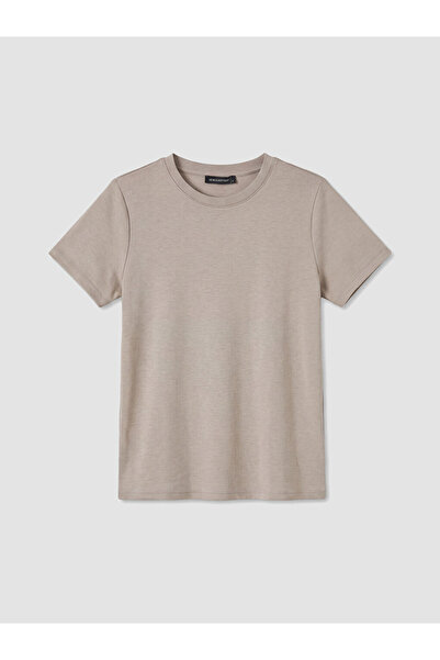 LC Waikiki Lcw Everyday Beige Crew Neck Soft Touch Women's T-Shirt