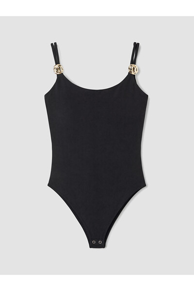 LC Waikiki Lcw Vision Black U-Neck Women's Bodysuit