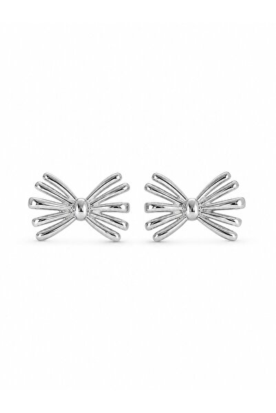 serelya Brass Silver Color Bow Earrings