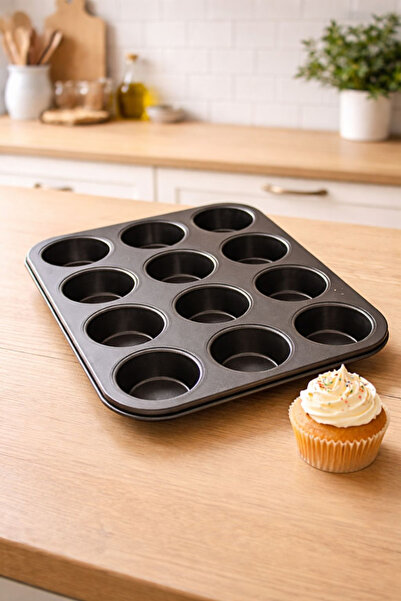 Genel Markalar 12 Gözlü Yapışmaz Muffin Kek ve Cupcake Fırın Kalıbı