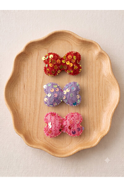 Jeevee Set of 3 Sequined Bow Baby Hair Clips - Special for Babies Without Hai...