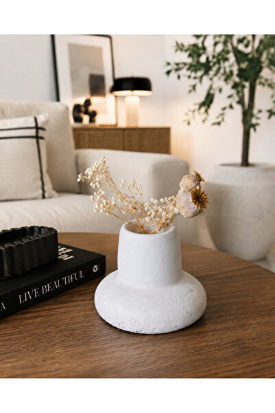 KRNHOME KRN HOME Dekoratif Beton Vazo - El Yapımı Modern Ev Dekorasyonu