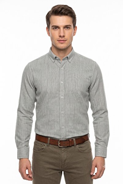 Mösyö Men's Slim Fitt Long Sleeve 100% Cotton Shirt Bgl-St05627