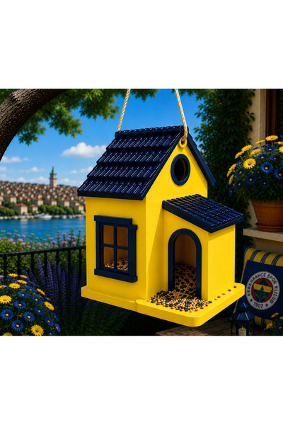 Butik Kuş Yemliği Askılı Bahçe ve Balkon Kuş Evi Suya Dayanıklı Kuş Besleme E...