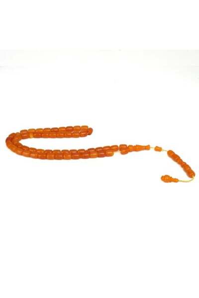 Shaka Khatam Polish Amber Dust Rosary, Barrel Cut, 51 Beads, Carrot Color