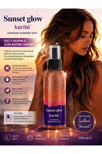 Genel Markalar Sunset Glow Diamond Shimmer Mist – Simli Vücut, Saç ve Cilt Sp...