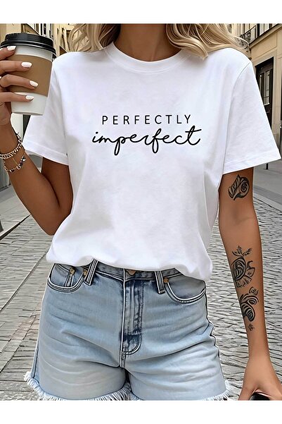 Astogria13 تي شيرت نسائي ملهم بطباعة 'PERFECTLY Imperfect'، قميص بأكمام قصيرة...