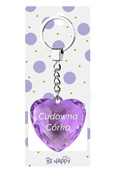 Be-Happy Gifts , Breloc din metal si acril, pandantiv inima tip diamant cu te...