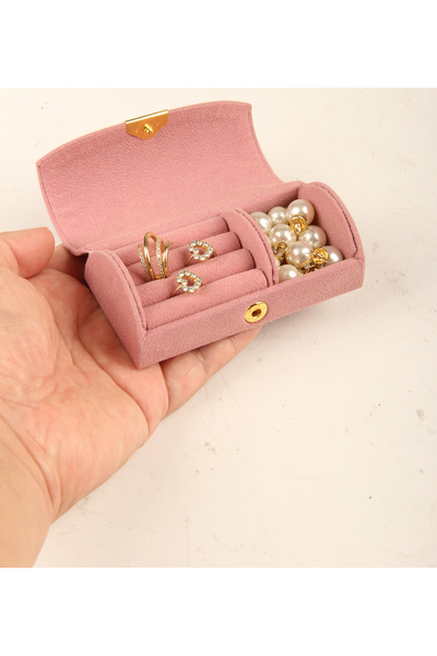 QIANBEIYOU 1Pc Portable Velvet Jewelry Box 4 Colors Available Mini Travel Sto...