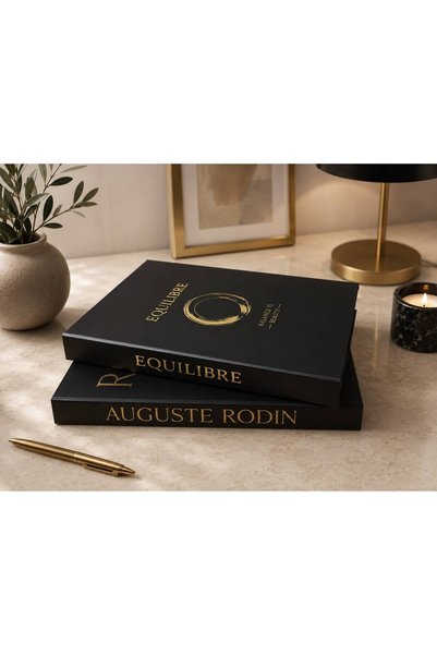 irayhomedecor 2 li Yaldızlı İnce Dekoratif Kitap Kutu Set (rodin&eQulıbre)