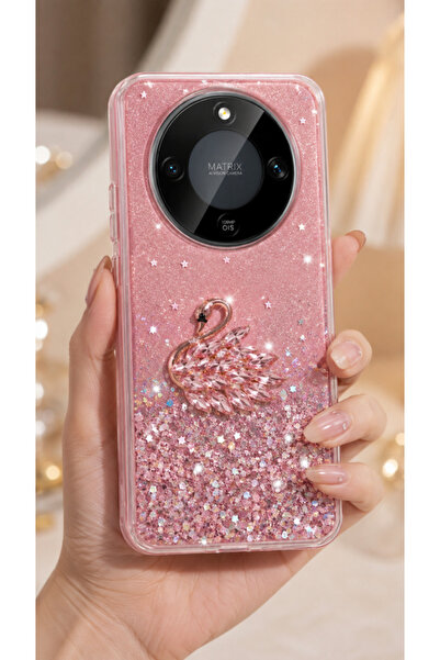 NewFace Honor Magic 8 Lite Kılıf Kamera Çıkıntılı Renkli Çiçek Kabartmalı Sil...