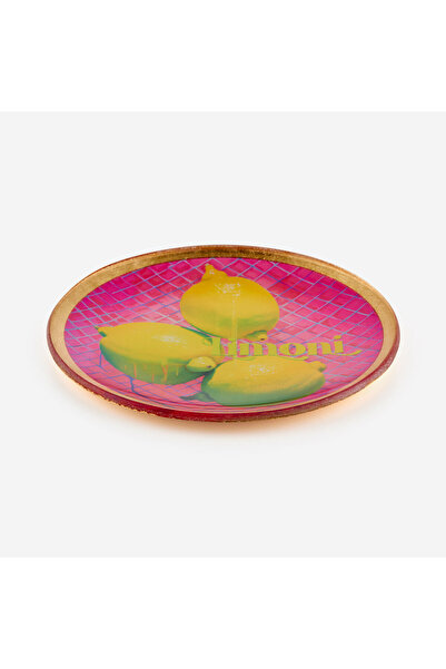 GIFT COMPANY Yellow Glass Lemon Decorative Plate 13X1X13 cm