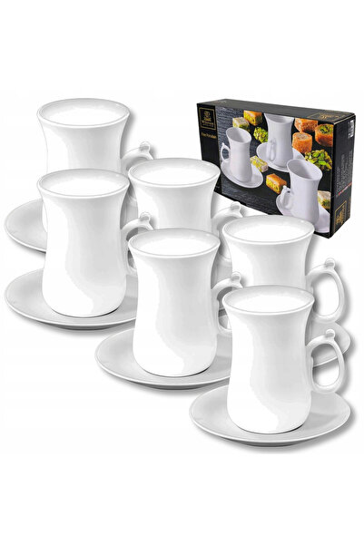 WILMAX ENGLAND Set 6 cești stil arab cu farfurioare, Portelan, 120 ml, Fine P...