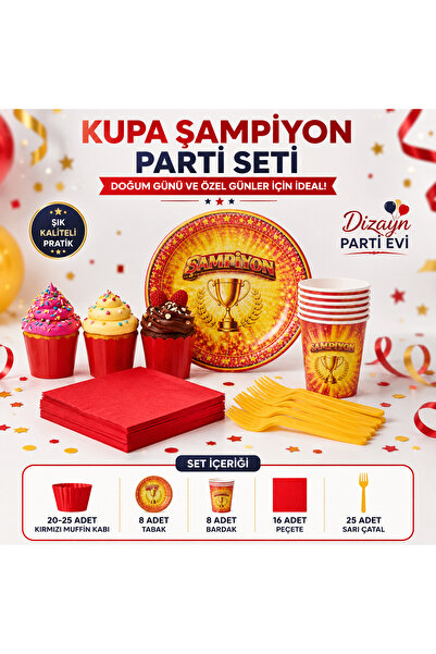 Dizayn Parti Evi Kupa Şampiyon Galatasaray Parti Seti 8 Kişilik – Doğum Günü ...