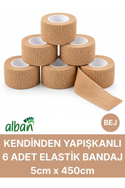 Alban 5cm 6'Lı Set Kendinden Yapışkanlı Elastik Bandaj, Kohesiv Bandaj 5cm x ...