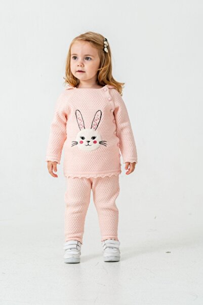 Babyhola Girl's Hooded Knitwear Cardigan Trousers Set 23114