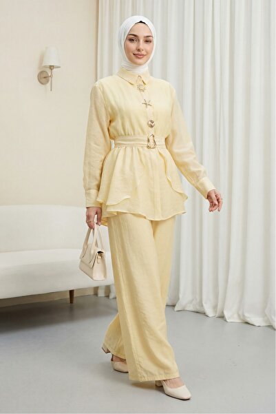 Modamorfo Lined Cupra Suit with Elastic Waistband, Belt, Pockets and Trousers...