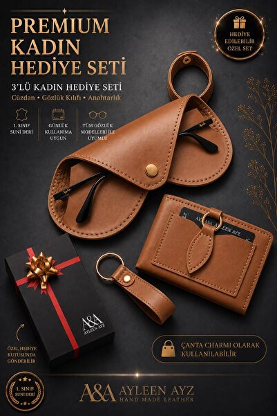 Ayleen Ayz Women's Wallet Set |   Gift Boxed Set of 3 - Leather Wallet, Glass...