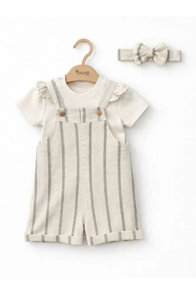 Veraura Lifestyle 9/24 Month Linen Fabric Salopet Baby Set with T-Shirt