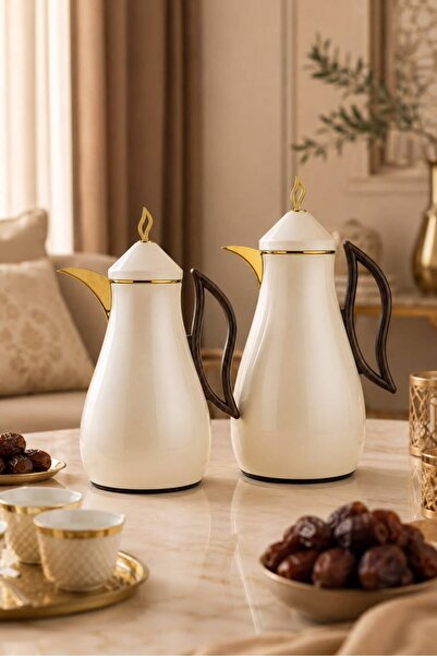 Generic Trams White Pearl Gold-Plated Wooden Handle Set of Two (1 Liter and 0...