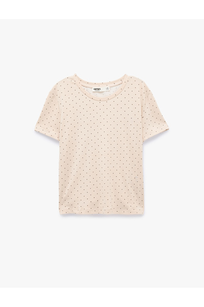 Koton Comfortable Fit Crew Neck Short Sleeve Polka Dot Pajama Top