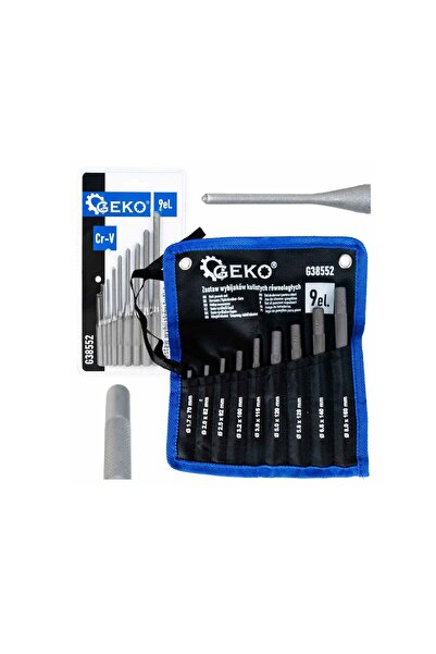 GEKO Set de poansoane cilindrice cu cap sferic Cr-V, 9 piese, G38552