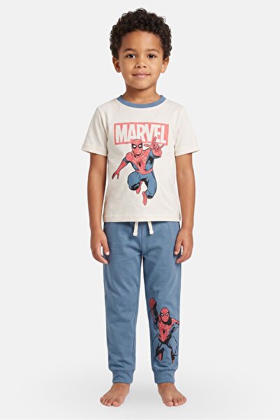 Marvel Kids Boy 2Pcs Spiderman Print T-Shirt And Pants Pyjama Set, Multicolor