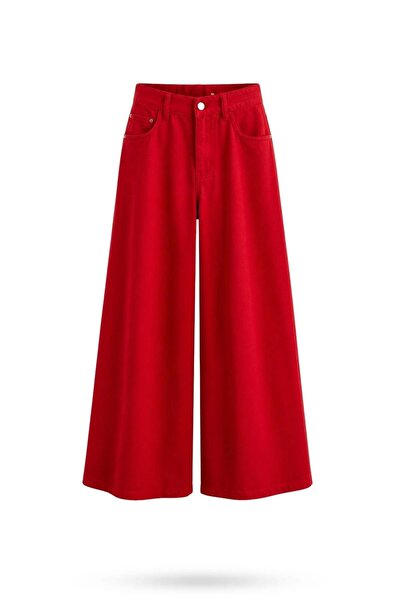 5in1Canpolat Red Elastic Waist Tensel Jeans