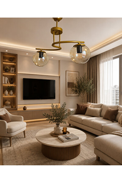 Ömür Avize sibel gold kasa globe camlı 2li avize